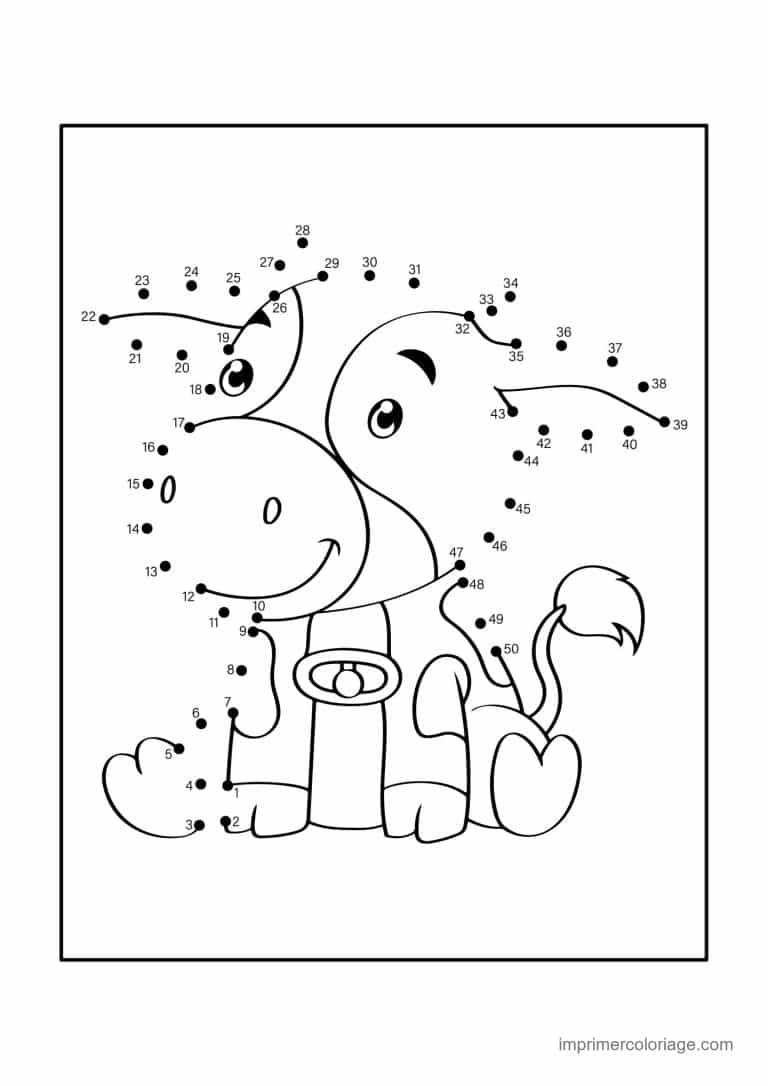 point a relier animal de la ferme 1 a 50 cheval avec un seau - dessin gratuit &agrave; imprimer