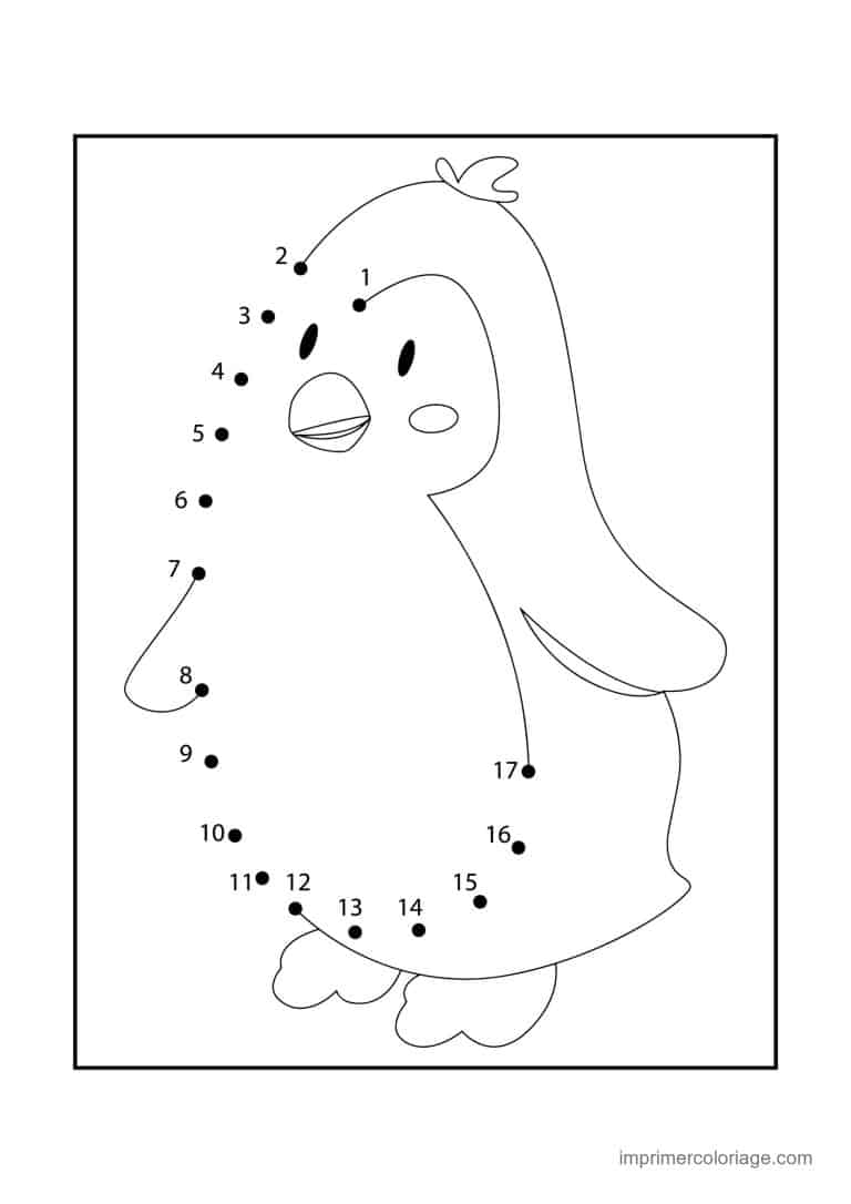 point a relier animal de la mer 1 a 17 pingouin - dessin gratuit &agrave; imprimer