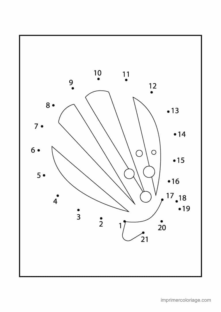 point a relier animal de la mer 1 a 21 coquillage saint jacques - dessin gratuit &agrave; imprimer