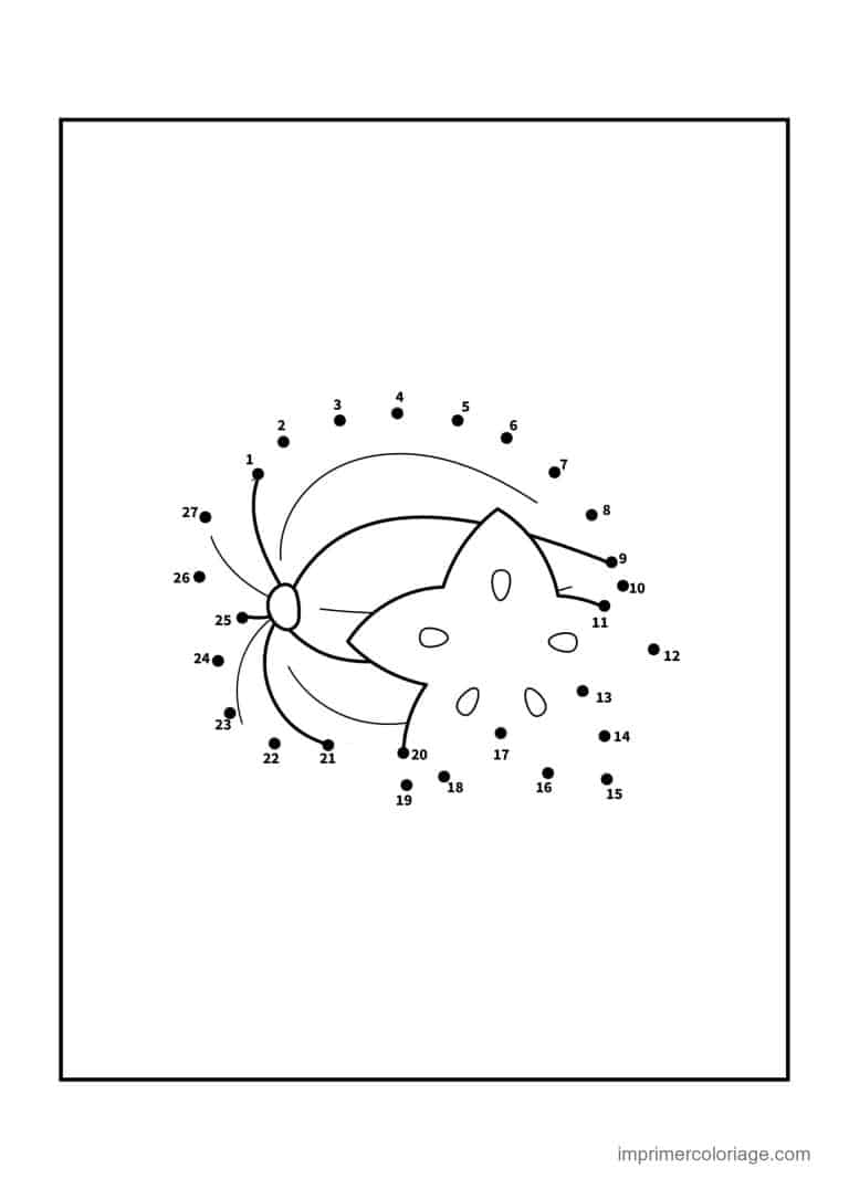 point a relier animal de la mer 1 a 27 coquillage - dessin gratuit &agrave; imprimer