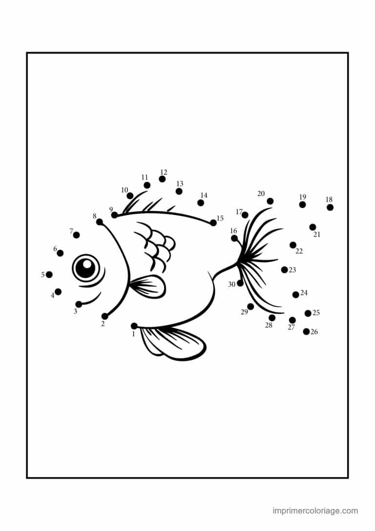 point a relier animal de la mer 1 a 29 poisson a ecailles - dessin gratuit &agrave; imprimer