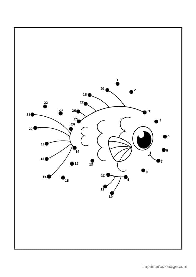point a relier animal de la mer 1 a 29 poisson aux longues nageoires - dessin gratuit &agrave; imprimer