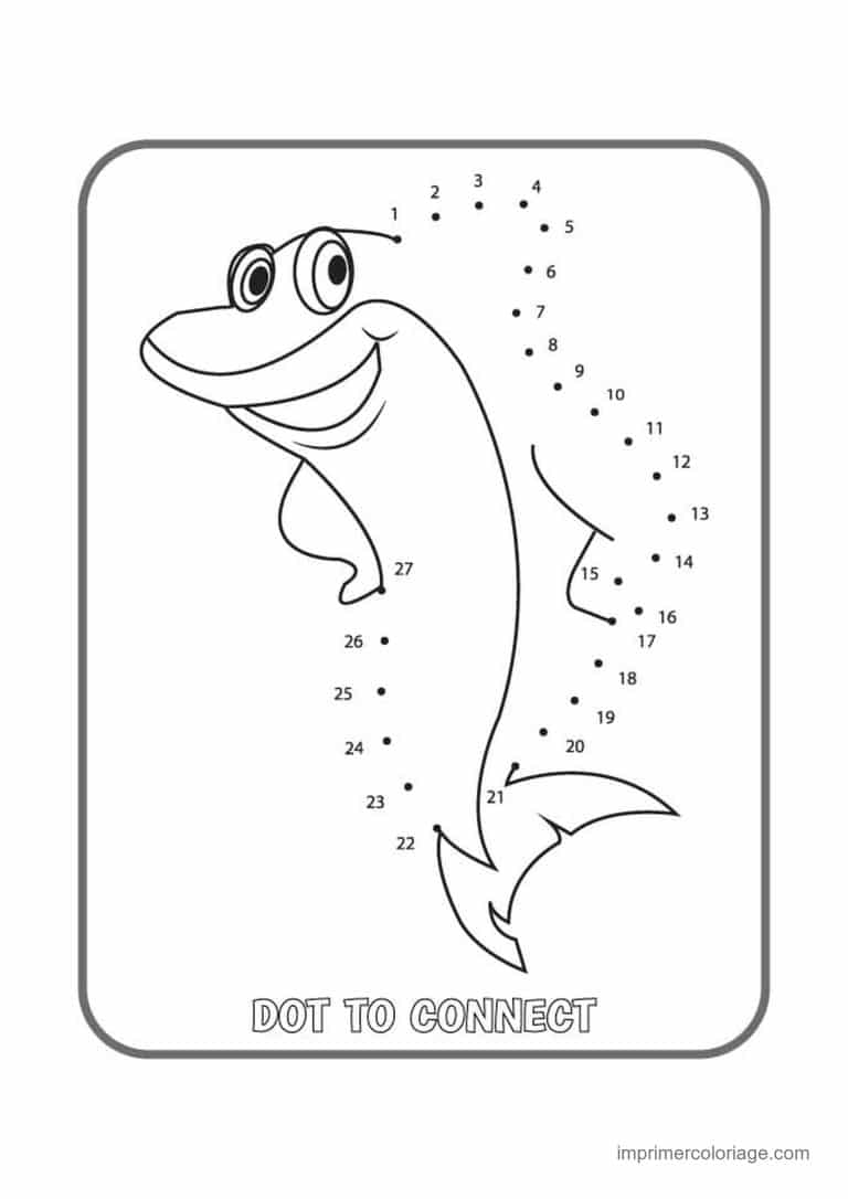 point a relier animal de la mer 1 a 33 dauphin souriant - dessin gratuit &agrave; imprimer