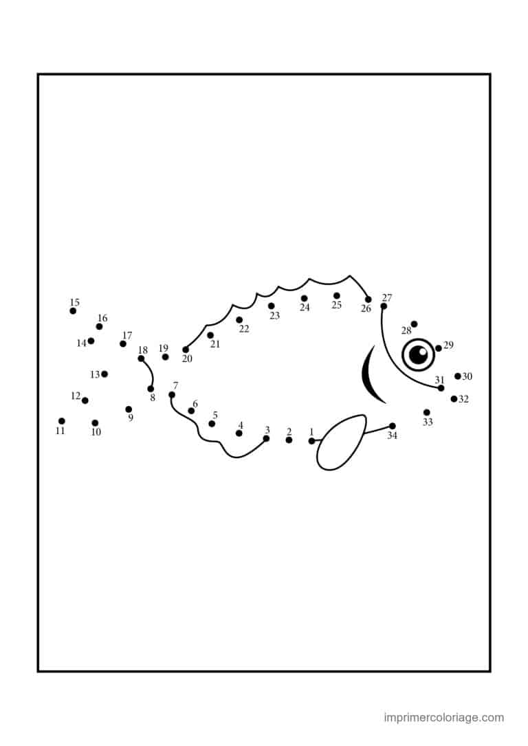 point a relier animal de la mer 1 a 35 poisson allonge - dessin gratuit &agrave; imprimer