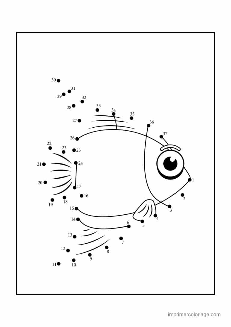 point a relier animal de la mer 1 a 39 poisson a longues nageoires - dessin gratuit &agrave; imprimer