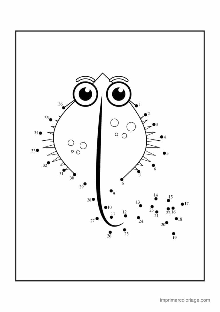 point a relier animal de la mer 1 a 41 raie aux grands yeux - dessin gratuit &agrave; imprimer