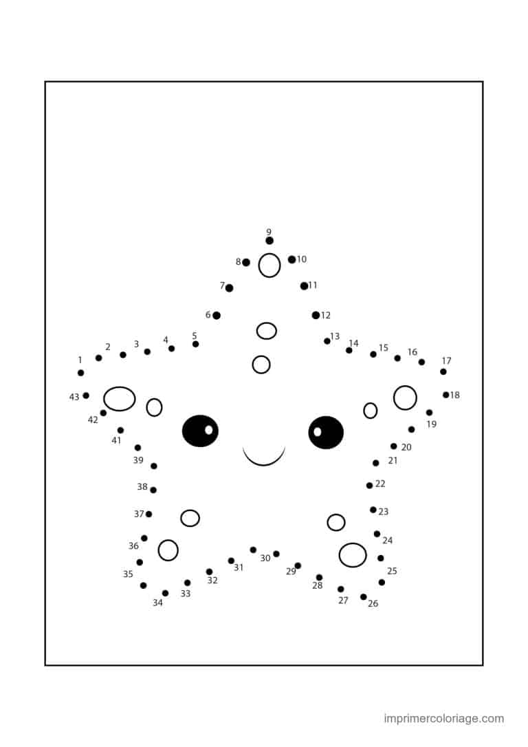 point a relier animal de la mer 1 a 43 etoile de mer - dessin gratuit &agrave; imprimer
