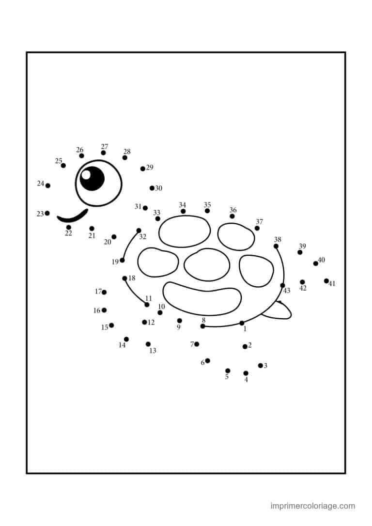 point a relier animal de la mer 1 a 44 tortue de mer - dessin gratuit &agrave; imprimer