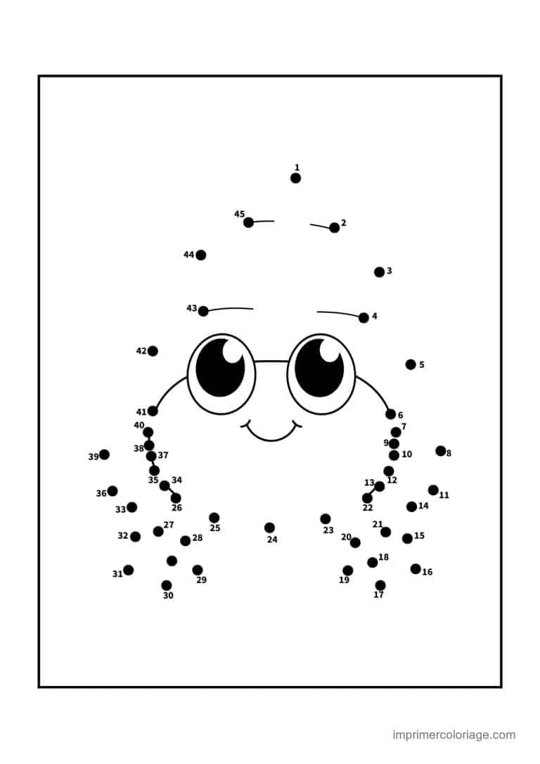 point a relier animal de la mer 1 a 45 crabe a lunettes - dessin gratuit &agrave; imprimer