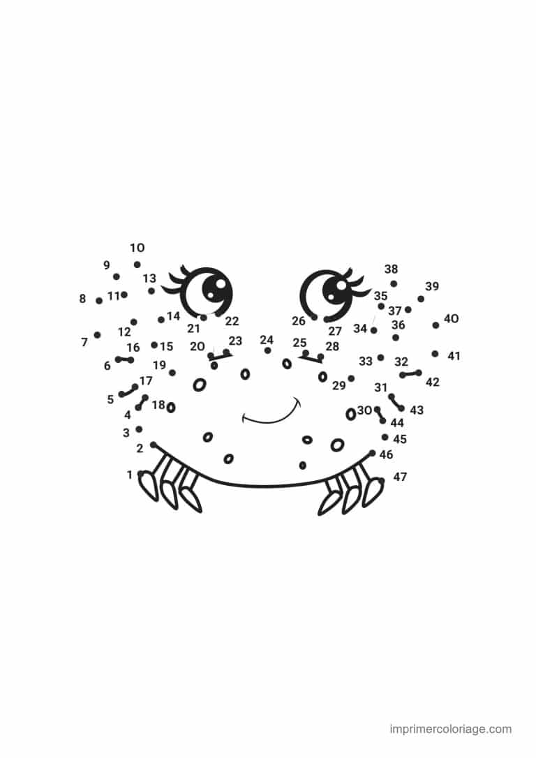point a relier animal de la mer 1 a 47 crabe aux longs cils - dessin gratuit &agrave; imprimer