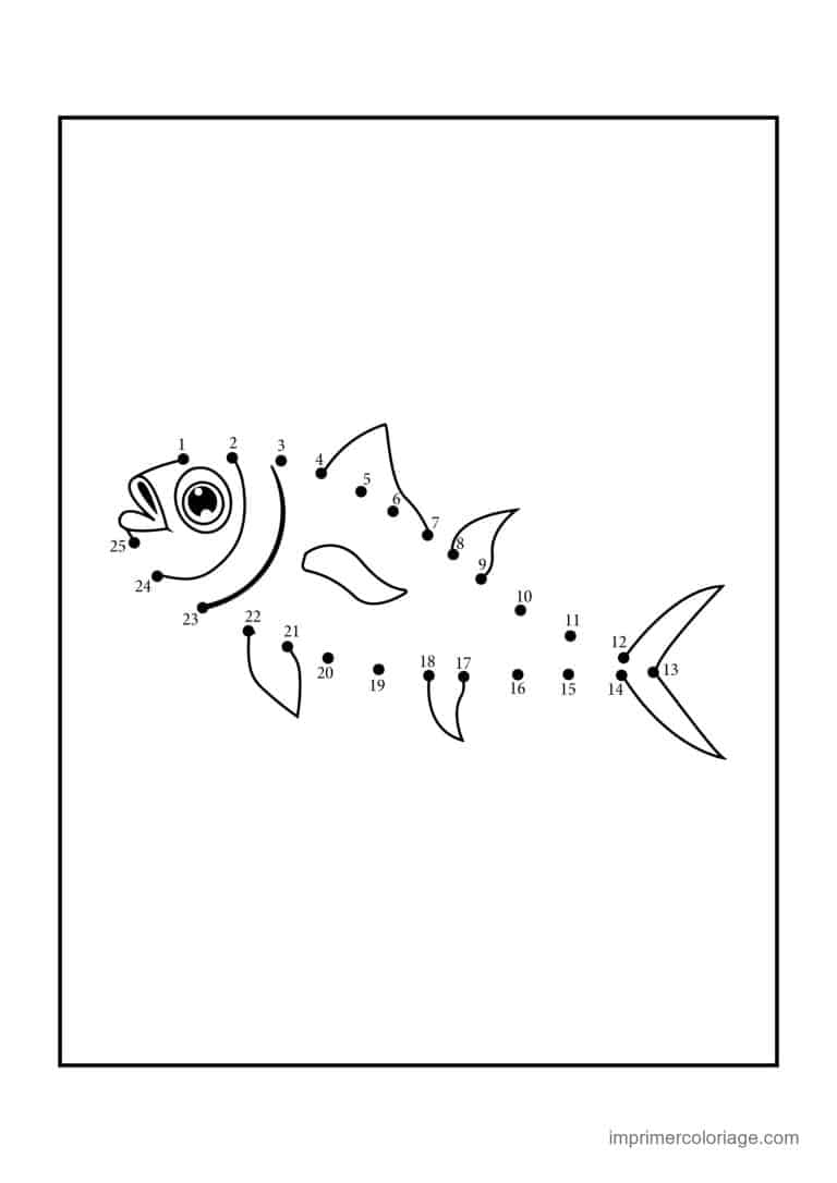 point a relier animal de la mer 1 a 51 poisson allonge - dessin gratuit &agrave; imprimer