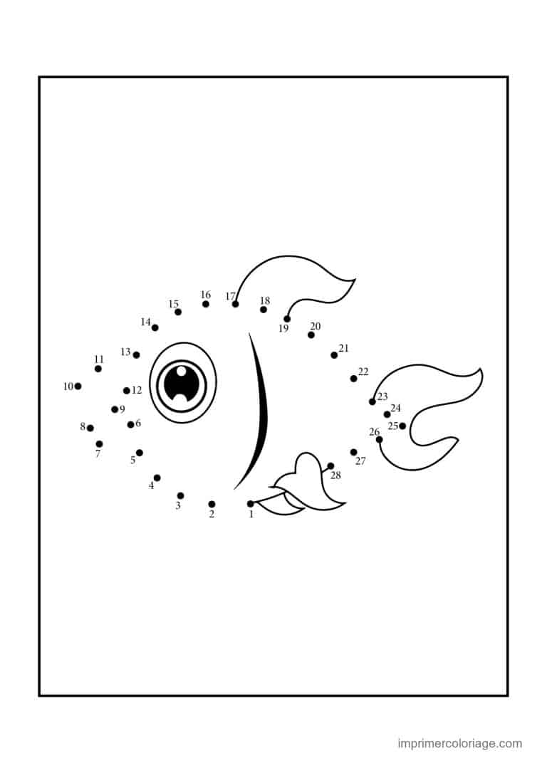 point a relier animal de la mer 1 a 61 poisson aux nageoires ondulees - dessin gratuit &agrave; imprimer
