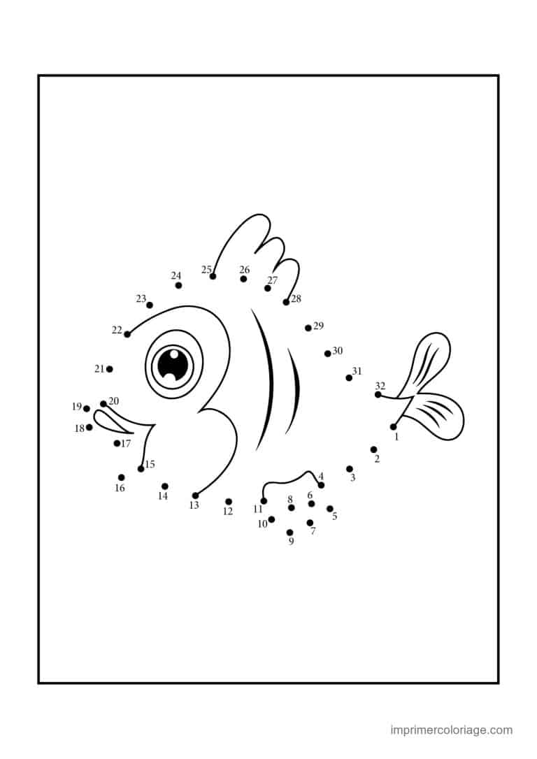 point a relier animal de la mer 1 a 67 poisson aux grands yeux - dessin gratuit &agrave; imprimer