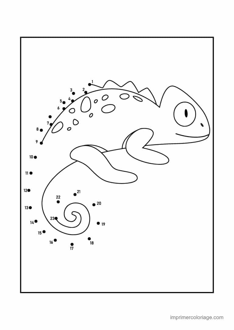 point a relier animal sauvage 1 a 23 cameleon - dessin gratuit &agrave; imprimer