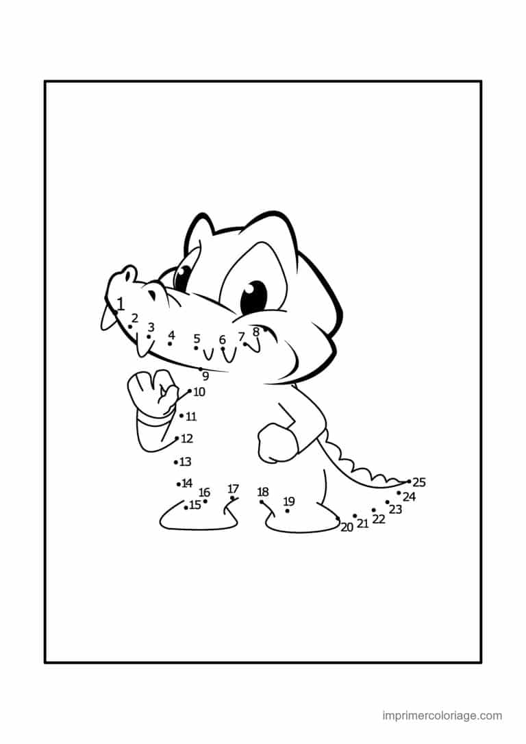 point a relier animal sauvage 1 a 25 crocodile aux grands yeux - dessin gratuit &agrave; imprimer