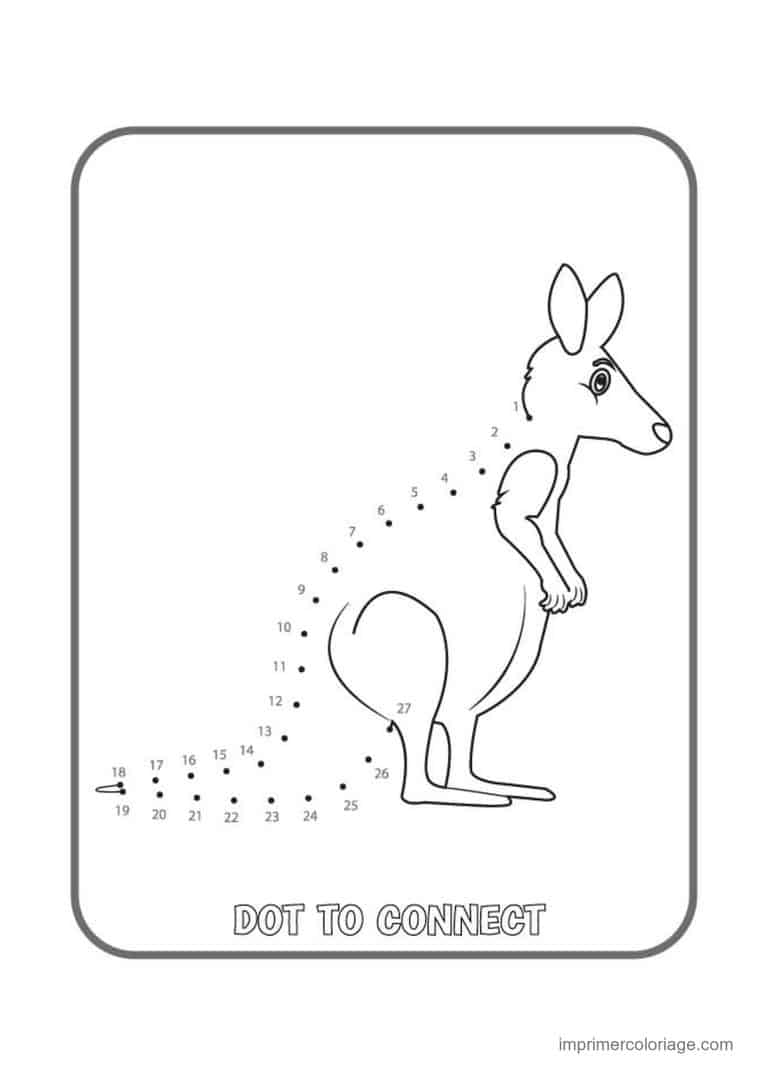 point a relier animal sauvage 1 a 27 kangourou - dessin gratuit &agrave; imprimer