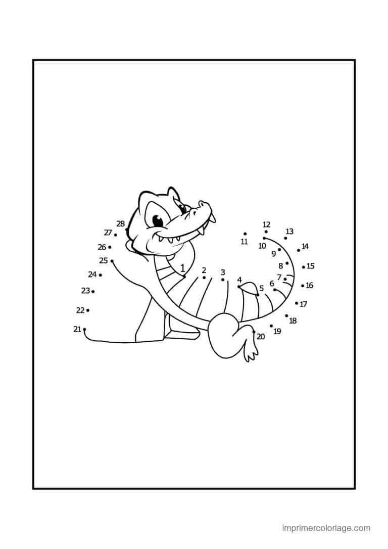 point a relier animal sauvage 1 a 28 crocodile assis - dessin gratuit &agrave; imprimer