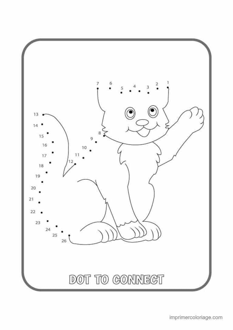 point a relier animal sauvage 1 a 28 lionceau qui salue - dessin gratuit &agrave; imprimer