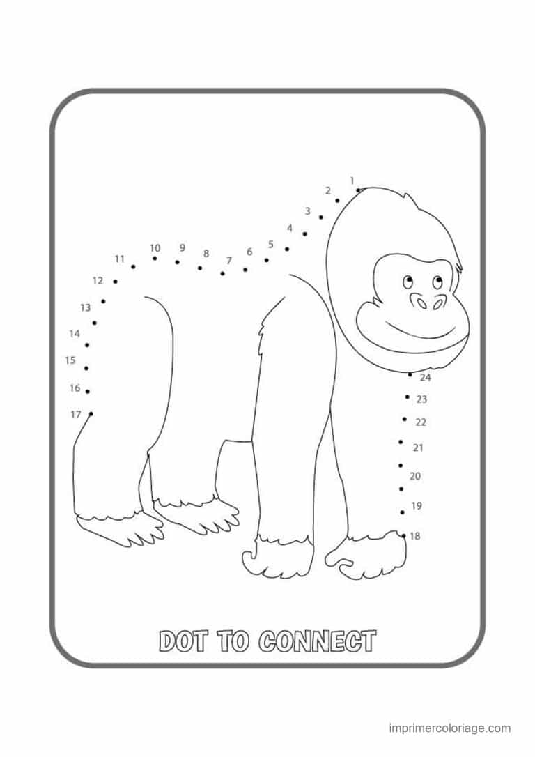 point a relier animal sauvage 1 a 29 gorille - dessin gratuit &agrave; imprimer