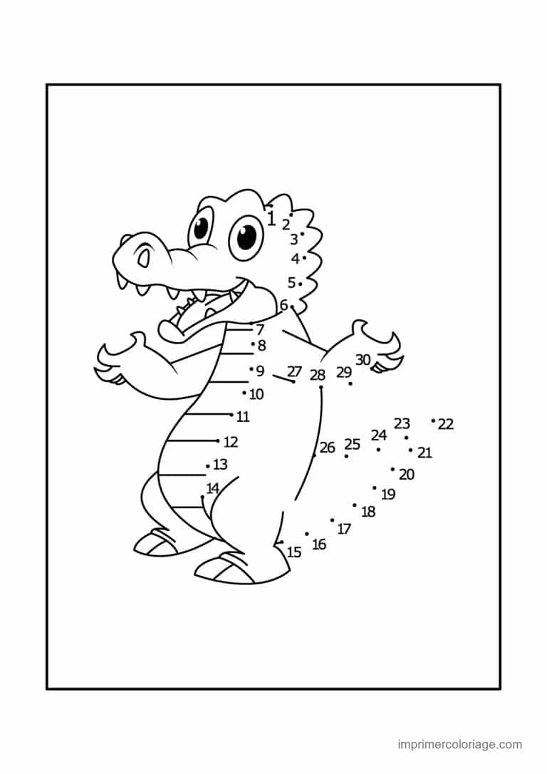 point a relier animal sauvage 1 a 30 crocodile a crete - dessin gratuit &agrave; imprimer