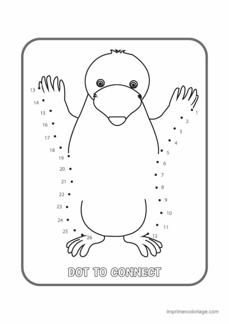 point a relier animal sauvage 1 a 31 ornithorynque - dessin gratuit &agrave; imprimer