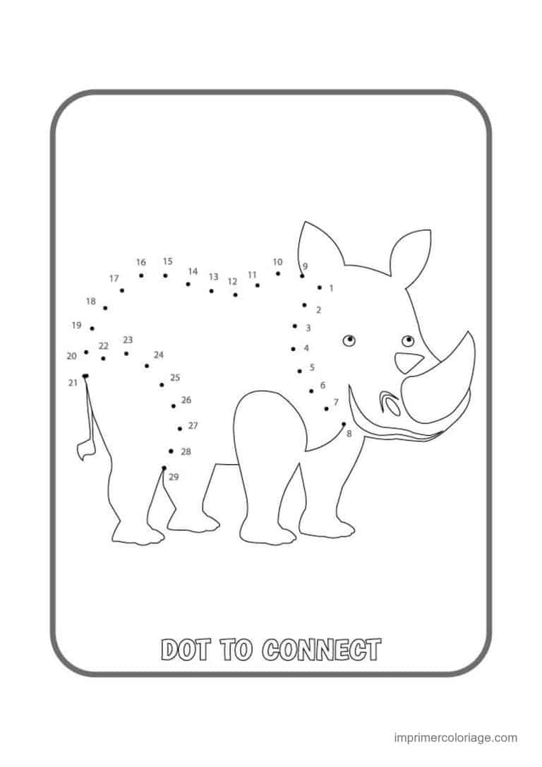 point a relier animal sauvage 1 a 31 rhinoceros - dessin gratuit &agrave; imprimer