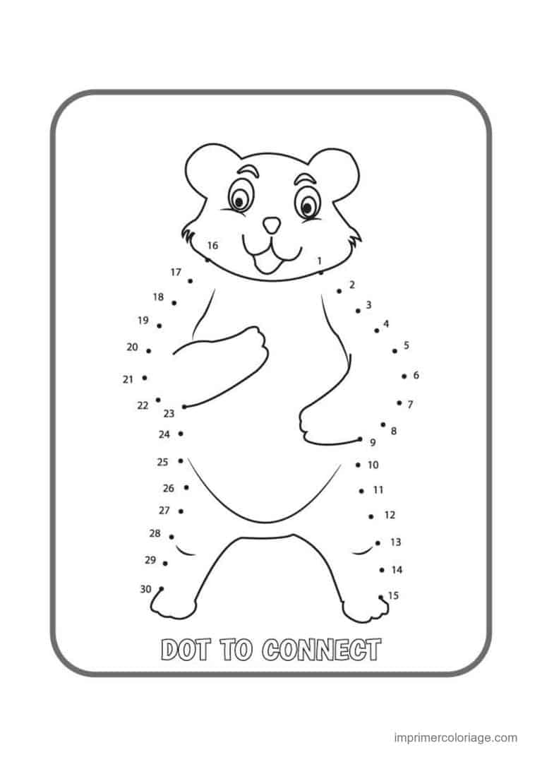 point a relier animal sauvage 1 a 33 ours debout - dessin gratuit &agrave; imprimer