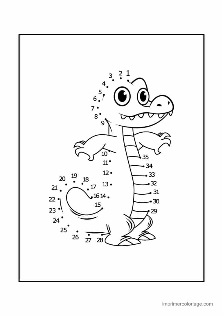 point a relier animal sauvage 1 a 35 crocodile au long cou - dessin gratuit &agrave; imprimer