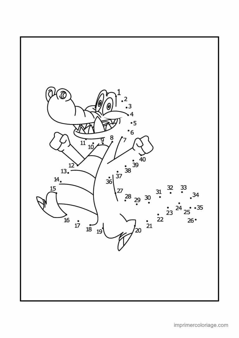 point a relier animal sauvage 1 a 40 crocodile qui court - dessin gratuit &agrave; imprimer