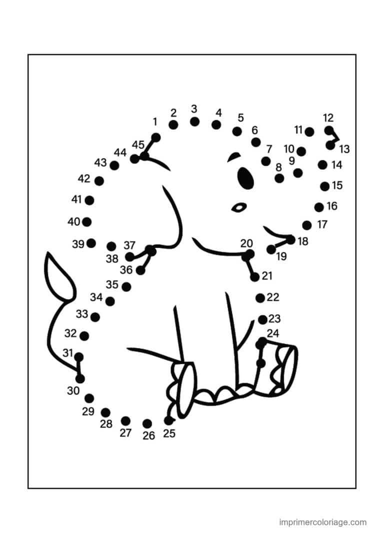 point a relier animal sauvage 1 a 45 ecureuil sur une branche - dessin gratuit &agrave; imprimer
