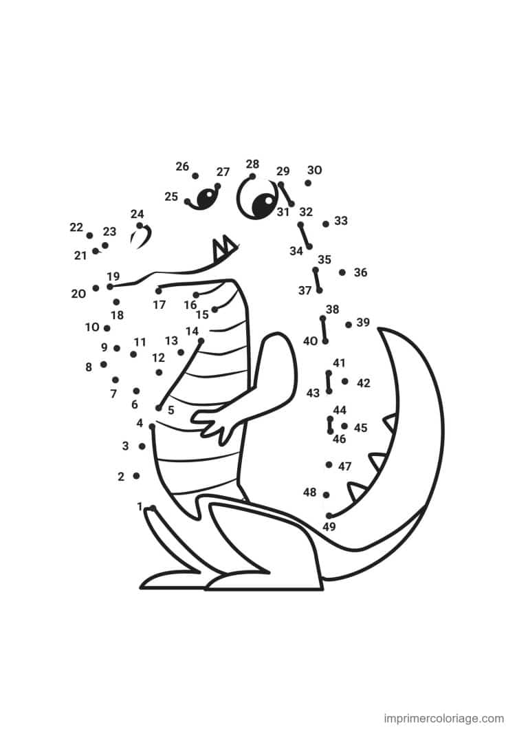 point a relier animal sauvage 1 a 49 crocodile debout - dessin gratuit &agrave; imprimer