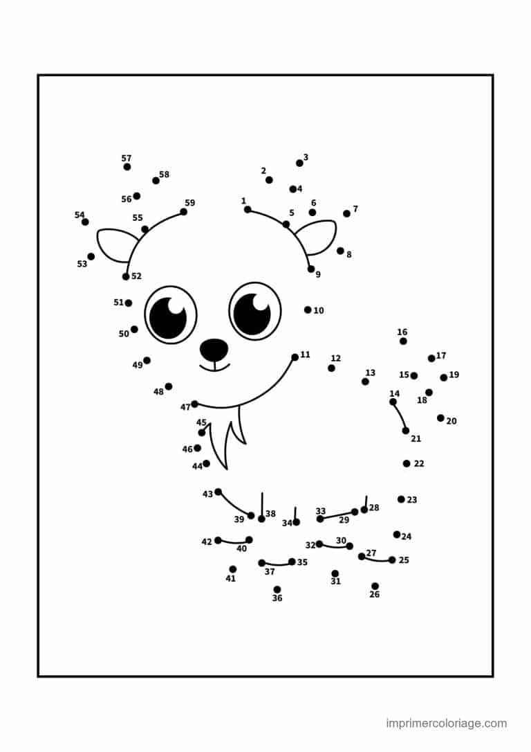 point a relier animal sauvage 1 a 59 faon - dessin gratuit &agrave; imprimer