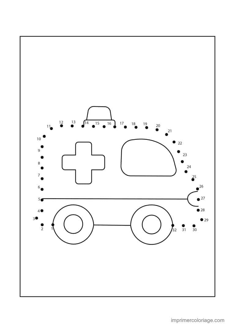 point a relier ce1 1 a 32 ambulance - dessin gratuit &agrave; imprimer
