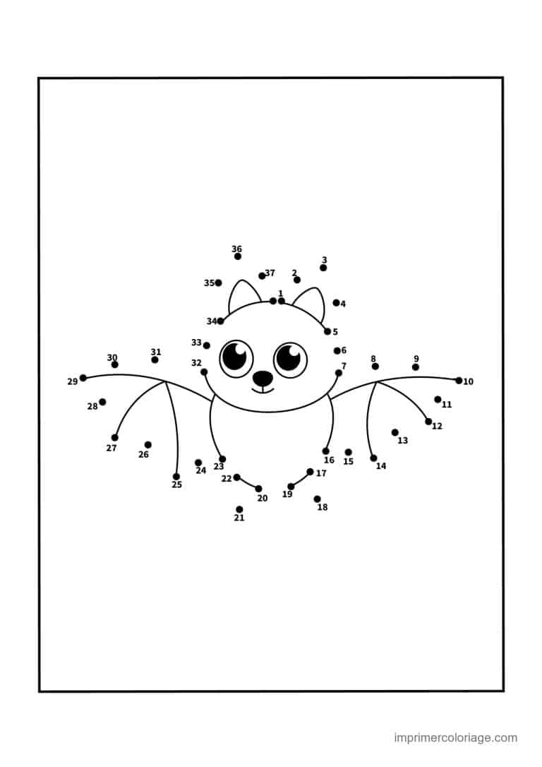 point a relier ce1 1 a 37 chauve souris souriante - dessin gratuit &agrave; imprimer