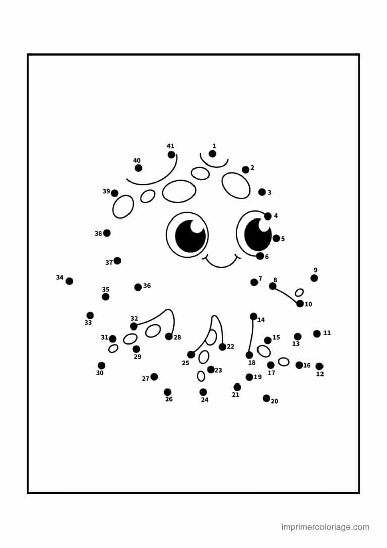point a relier ce1 1 a 40 coccinelle souriante - dessin gratuit &agrave; imprimer