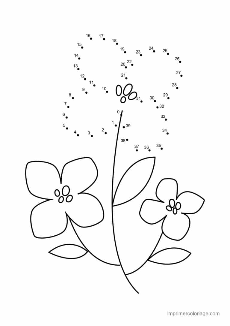 point a relier ce1 1 a 47 deux fleurs sur une tige - dessin gratuit &agrave; imprimer