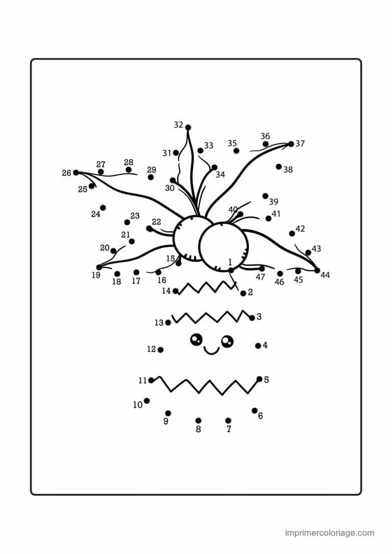 point a relier ce1 1 a 48 ananas - dessin gratuit &agrave; imprimer