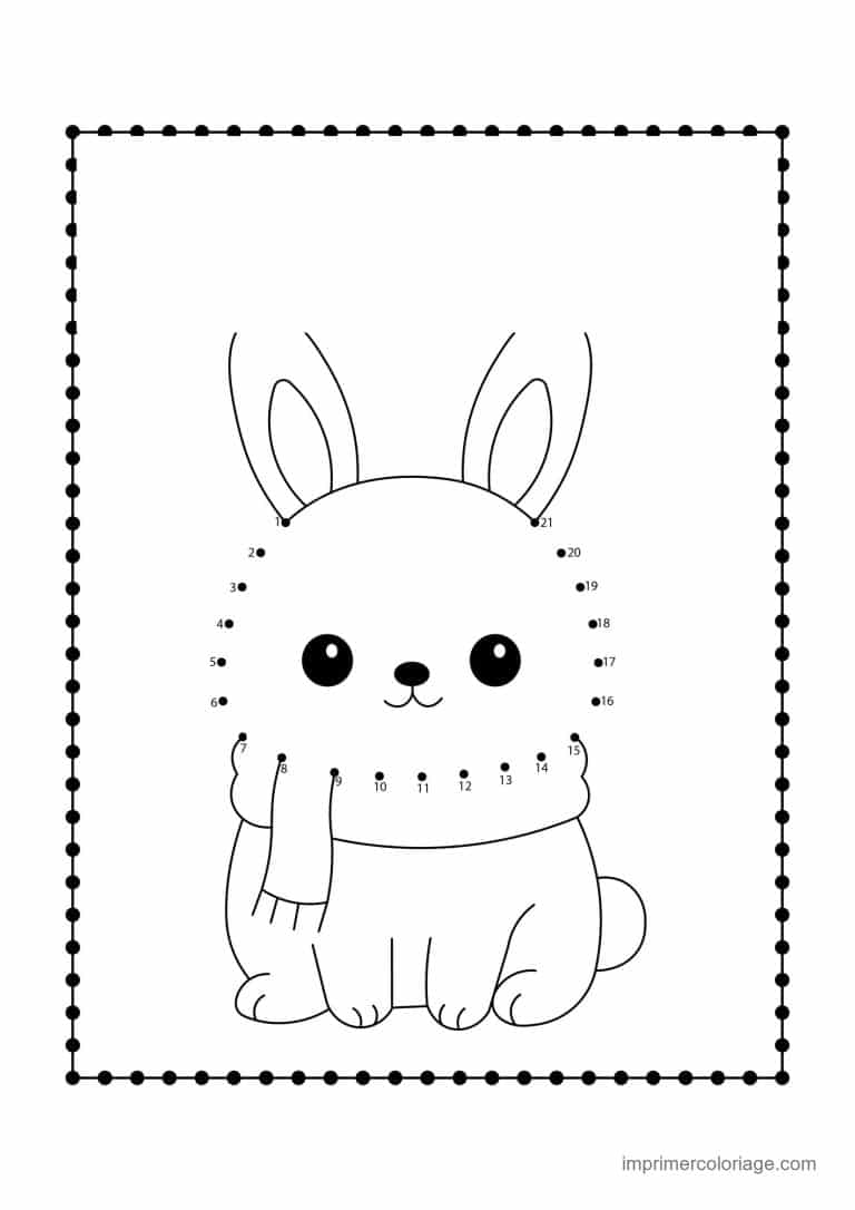 point a relier ce1 1 a 48 lapin en echarpe - dessin gratuit &agrave; imprimer