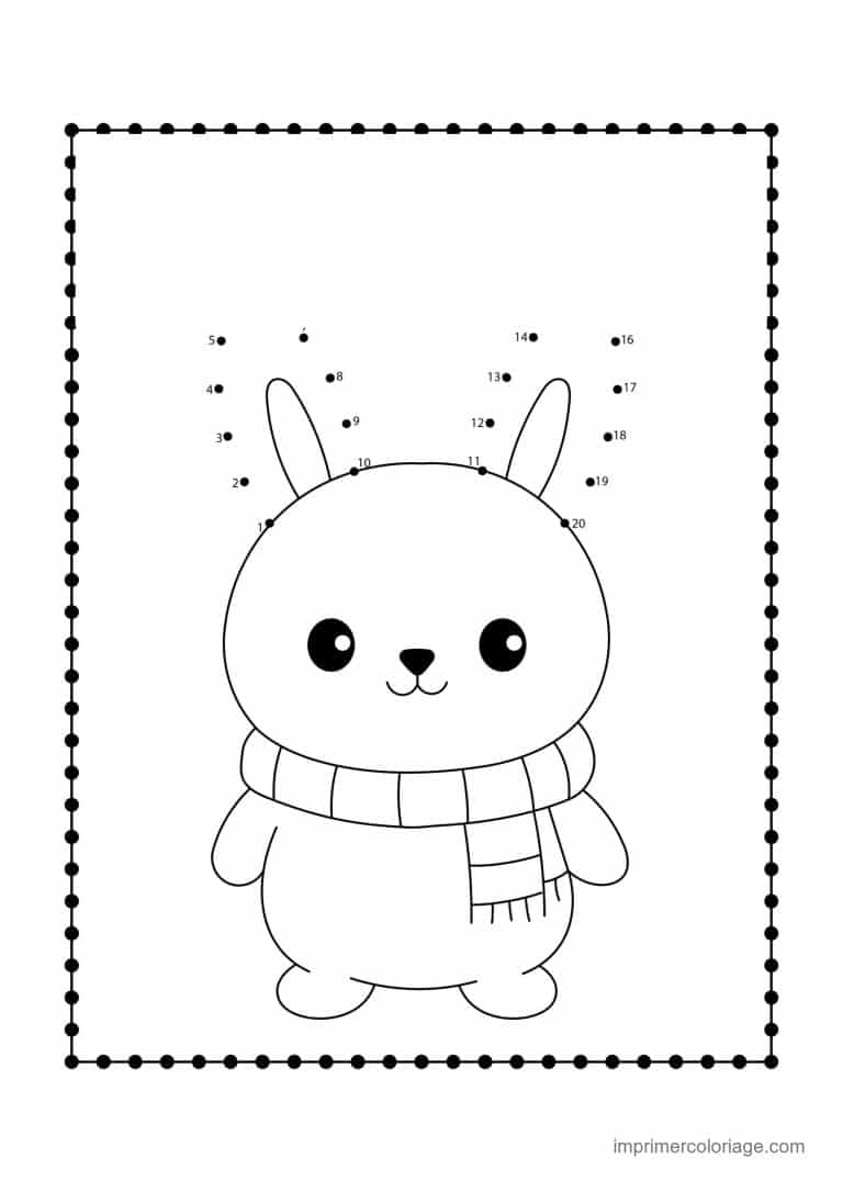 point a relier ce1 1 a 49 lapin en echarpe - dessin gratuit &agrave; imprimer