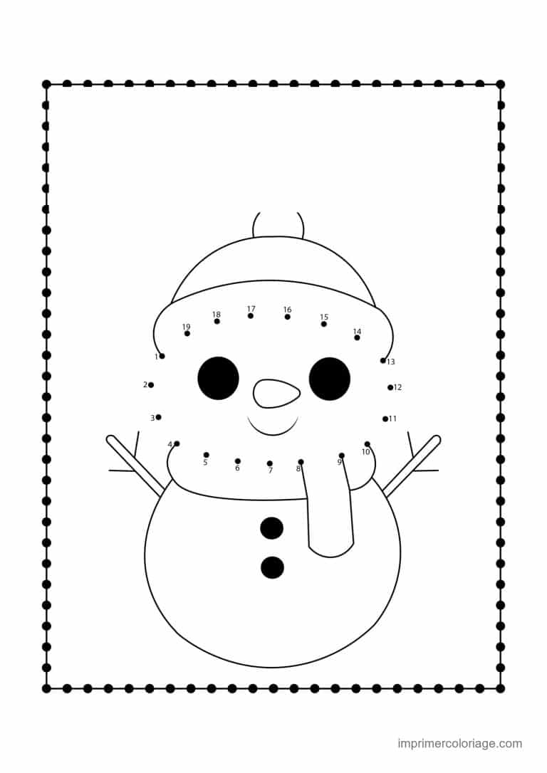 point a relier ce1 1 a 50 bonhomme de neige - dessin gratuit &agrave; imprimer