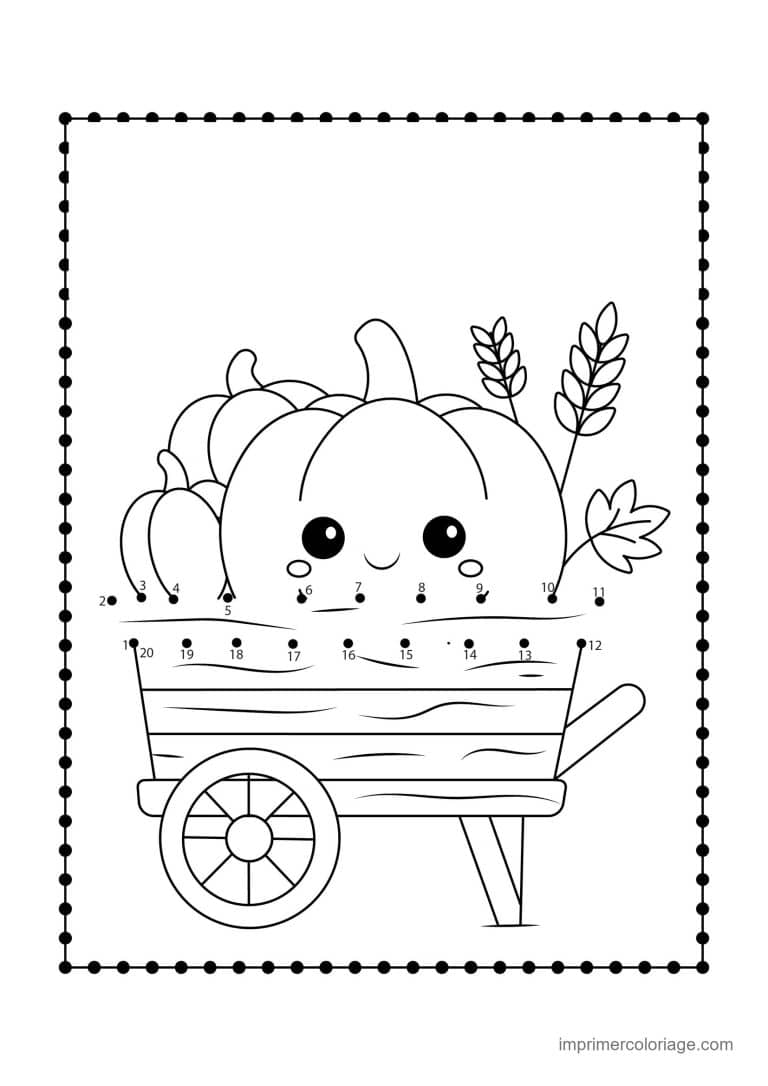 point a relier ce2 1 a 52 charrette de citrouilles - dessin gratuit &agrave; imprimer