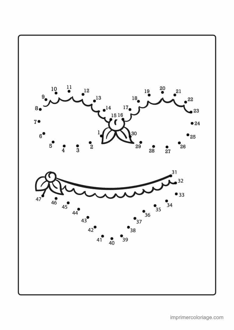 point a relier ce2 1 a 54 bikini a noeud - dessin gratuit &agrave; imprimer