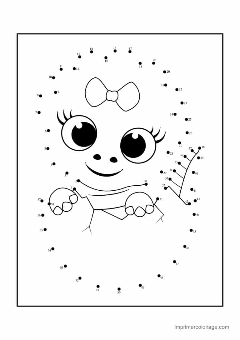 point a relier ce2 1 a 55 bebe dragon avec noeud - dessin gratuit &agrave; imprimer