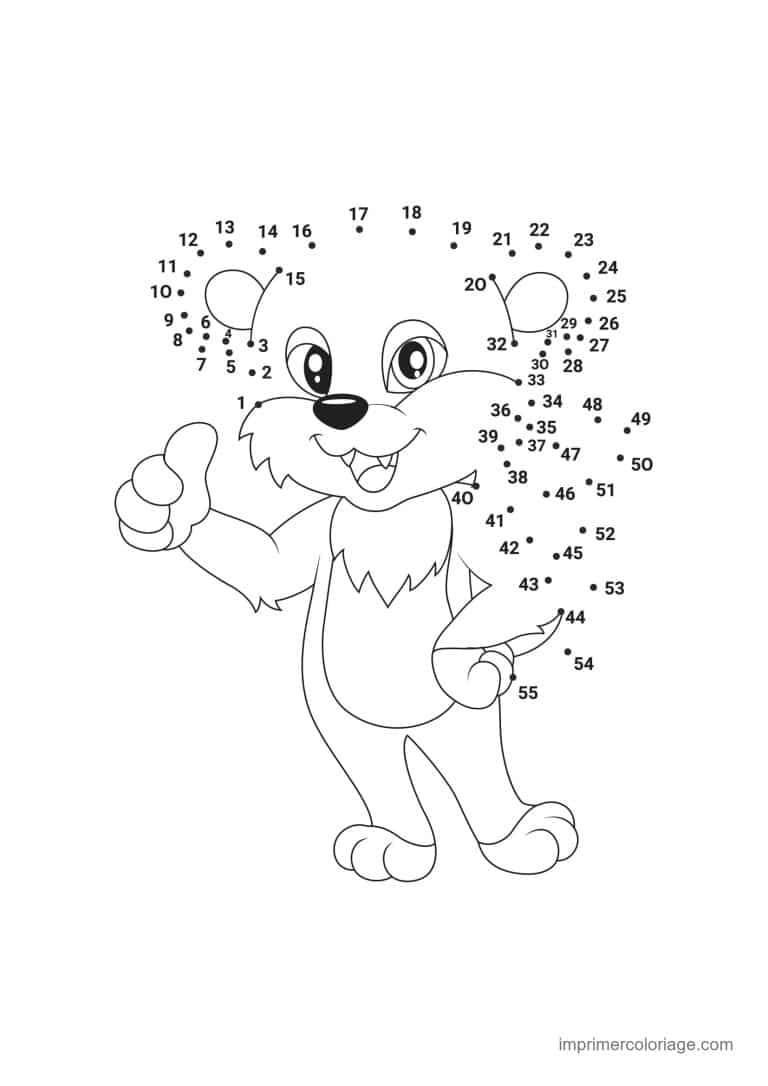 point a relier ce2 1 a 55 ecureuil qui fait un signe - dessin gratuit &agrave; imprimer