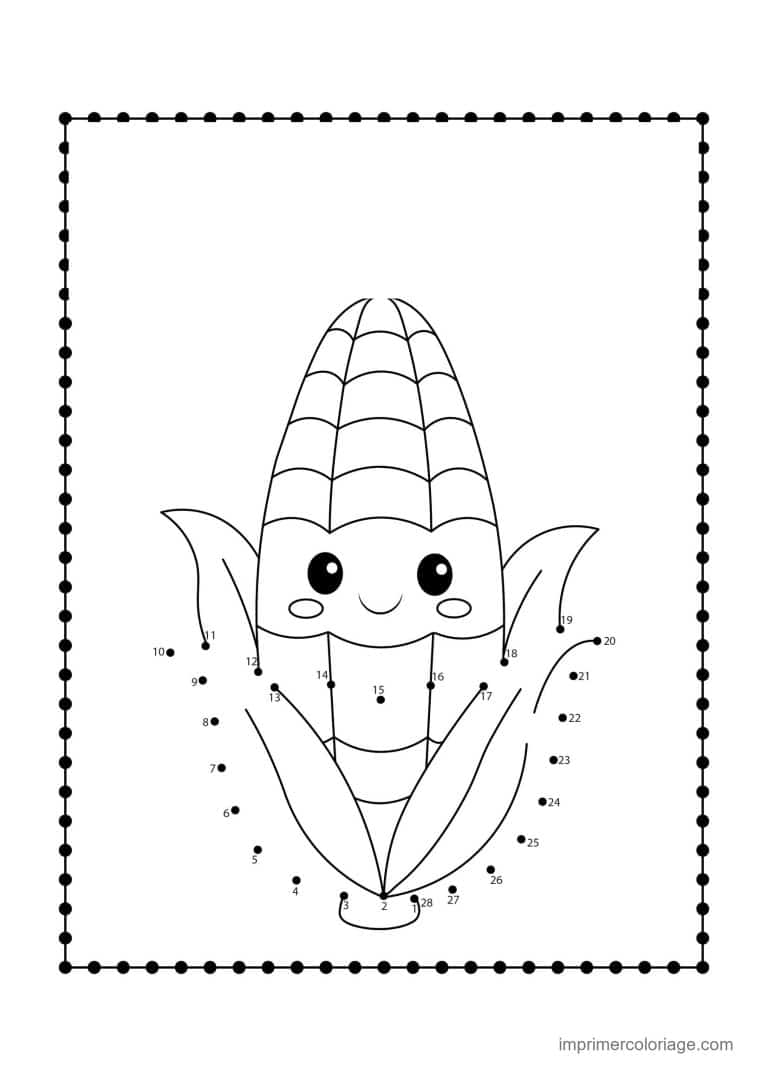 point a relier ce2 1 a 56 epi de mais souriant - dessin gratuit &agrave; imprimer