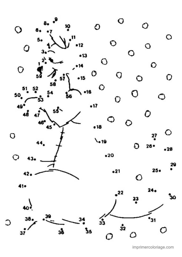 point a relier ce2 1 a 57 arbre sous la neige - dessin gratuit &agrave; imprimer