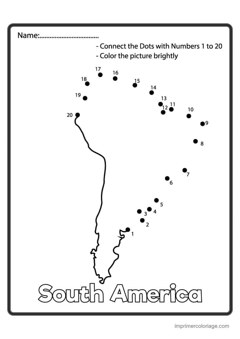 point a relier ce2 1 a 57 carte de l amerique du sud - dessin gratuit &agrave; imprimer