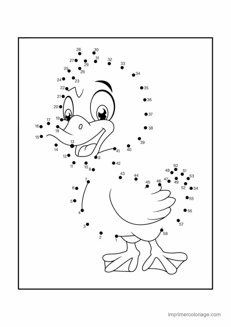 point a relier ce2 1 a 58 canard - dessin gratuit &agrave; imprimer
