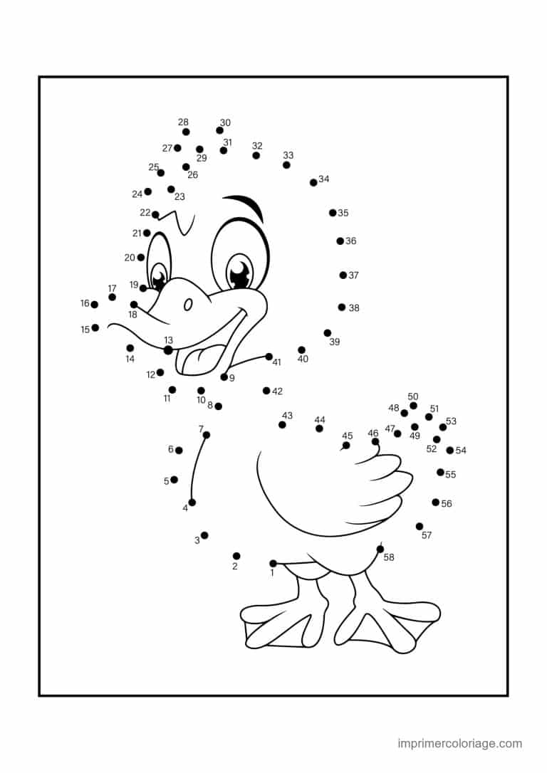 point a relier ce2 1 a 58 canard souriant - dessin gratuit &agrave; imprimer