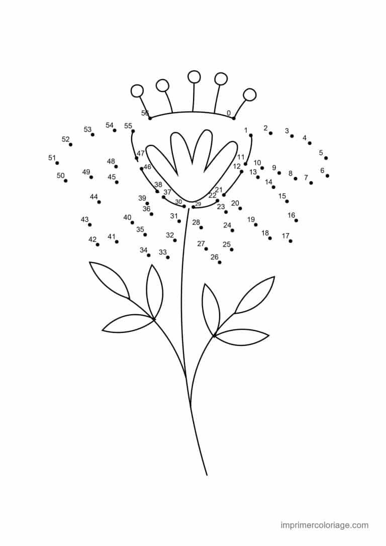 point a relier ce2 1 a 58 fleur en couronne - dessin gratuit &agrave; imprimer